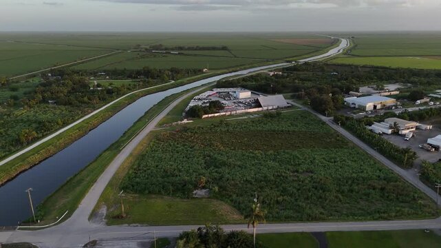 large canal just south of Lake Okeechobee, Florida, irrigation destined for the sugarcane fields of south Florida agriculture