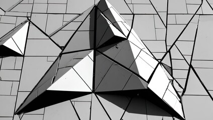 Abstract architectural facade of triangular shapes and geometric patterns