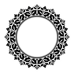 Decorative frame Elegant vector element for design in Eastern style, place for text. Floral black and white border. Lace illustration for invitations and greeting cards.