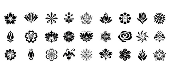 Flower icons set. Isolated elements for design. Vector graphics.