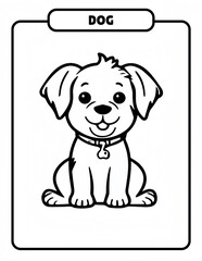 Cute Puppy with Collar - Coloring Book Page