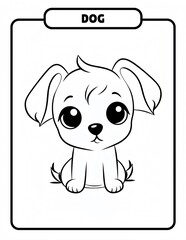 Big-Eyed Puppy - Cute Coloring Page for Kids