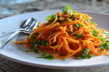 grated carrot salad on dish