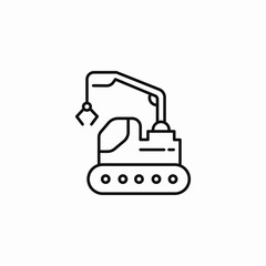 tracked crane grab icon sign vector