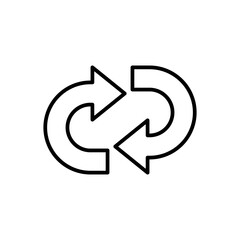 Repeat Arrows Icon – Synchronize, Refresh, Loop, Recycle Symbol – Black Line Vector