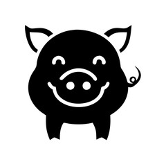 Fototapeta premium Minimalistic cartoon pig with a happy face and curly tail