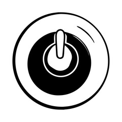 Stylized On Off Button Icon with Bold Outlines, Flat Black and White