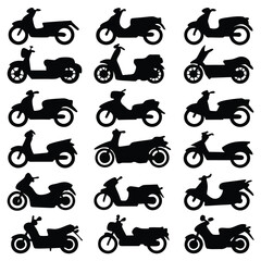 Fototapeta premium Stylish scooter silhouettes collection for modern designs and transportation themes, perfect for branding