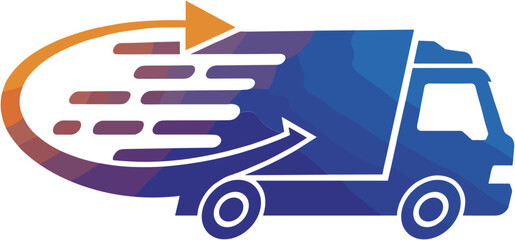 Fototapeta premium Fast gradient delivery truck logo with arrow swoosh