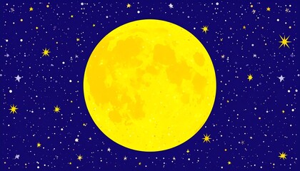 Naklejka premium Full moon in starlit night sky