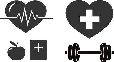 Boost your health and fitness goals with these vibrant icons representing wellness and strength.