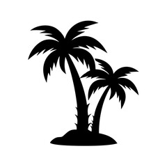 Silhouette of a palm tree evokes a tropical island paradise scene