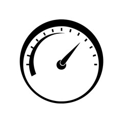 Stylized vector speedometer, representing speed, measurement, and technology in black and white