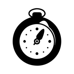 Black and white drawing of a vintage style stopwatch with numbers