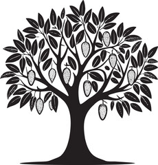 Obraz premium Black mango tree with ripening fruits leaves branches