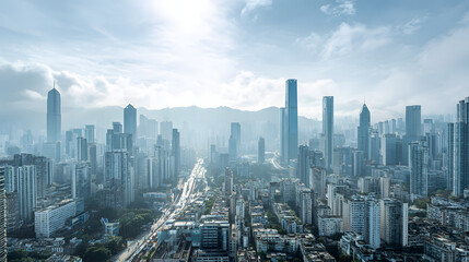 Fototapeta premium City Skyline with Residential Layers