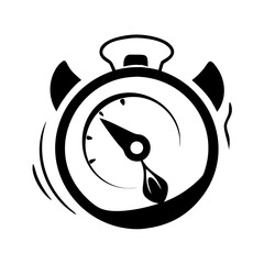 Retro stopwatch style icon for speed timing measurement and deadline management