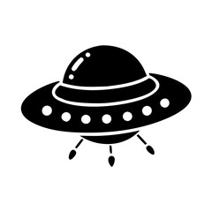 Black and white drawing of a classic flying saucer style UFO