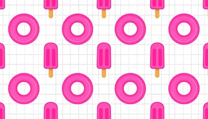 Pink popsicle and float pattern on grid