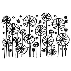 sketch of flower plant hand drawn background