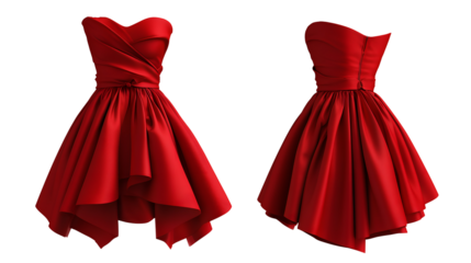 Photorealistic short red dress, isolated on white background, high detail, elegant and stylish design