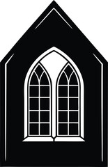  old church window silhouette vector