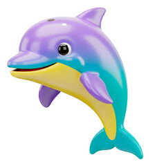 Fototapeta premium 3D Cartoon Dolphin and Whale Icons – Cute Colorful Sea Animal Illustrations for Kids and Ocean Themes