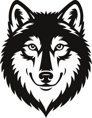 Fototapeta premium This bold illustration features a stylized black wolf head, showcasing intricate details and a captivating expression. Ideal for themes related to nature, wildlife, and animal symbolism.