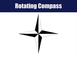 Elegant Compass Rose Spins in Seamless Minimalist Animation Loop. A sharp four-point compass with alternating tones rotates calmly, symbolizing precision, navigation, and clarity.