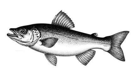 Obraz premium Side view of a stylized fish drawing