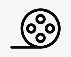 Film Reel Tape Movie Show Roll Stripe Cinema Video Entertainment Media Camera Line Outline Black White Vector Sign Symbol Graphic Artwork Cutout Shape