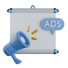 Ads banner 3d icon colorful style