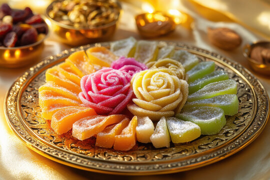 Colorful rose shape diwali sweets