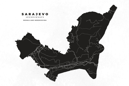 Sarajevo map vector poster flyer