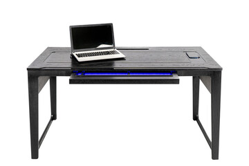 Expensive luxury office table. laptop on the office table isolated on white