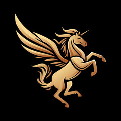 golden pegasus horse vector image