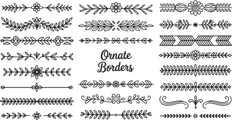 Obraz premium Floral leaf vine and arrow decorative borders floral borders leaf borders