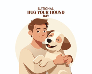 National Hug Your Hound Day, idea for a thematic postcard or banner, a friendly dog with a tongue hanging out