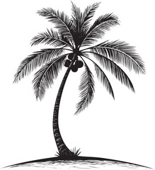 Tropical palm tree with coconuts nature foliage