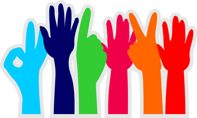 Colored Volunteer Hands Sticker