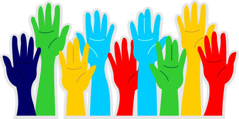 Colored Volunteer Hands Sticker