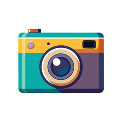 A colorful retro-style camera illustration, no background vector file.