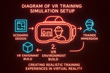 VR Training Simulation Diagram with Immersive Learning Interface for Corporate Education
