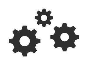 Cogwheel group black vector icon. Gear set simple vector