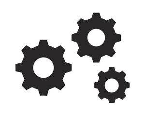 Cogwheel group black vector icon. Gear set simple vector