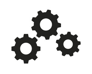 Cogwheel group black vector icon. Gear set simple vector