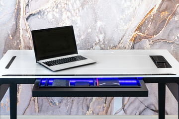 VIP office furniture table for director. Corporate table. Expensive table in the light interior