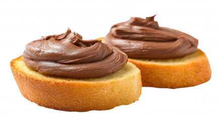 Two slices of toasted bread topped with a generous amount of chocolate spread