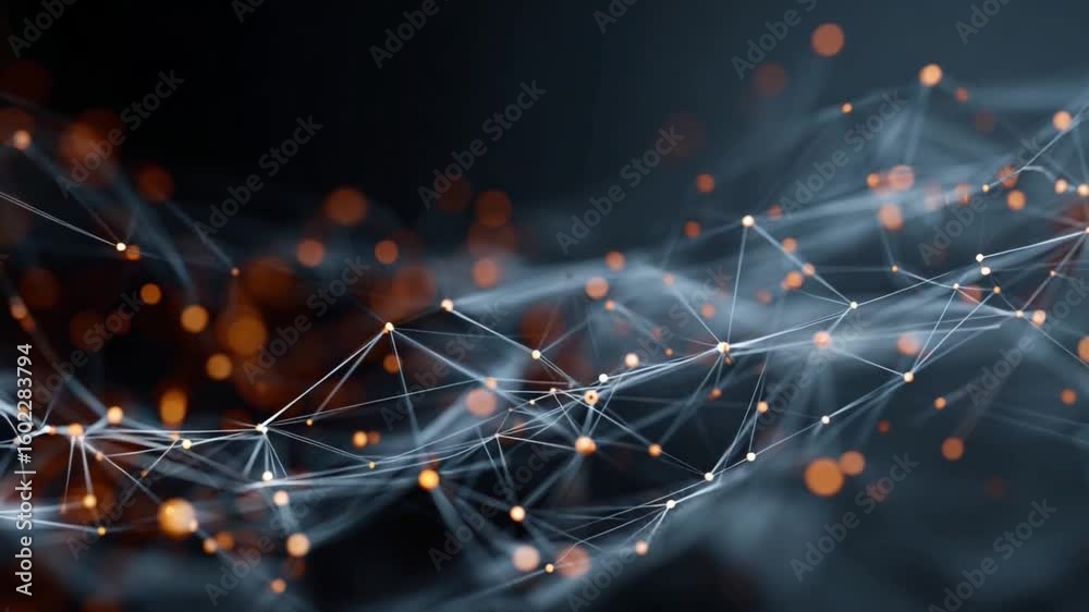 Poster digital connectivity: an abstract rendering of a dynamic digital network, its interconnected nodes a