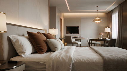 Fototapeta premium luxury hotel bedroom
